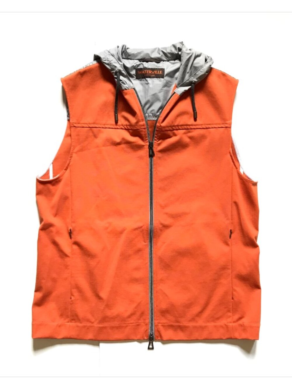 Waterville Hooded Full Zip Vest Jacket Mens 54 Large XL Orange Gray Cotton Blend
